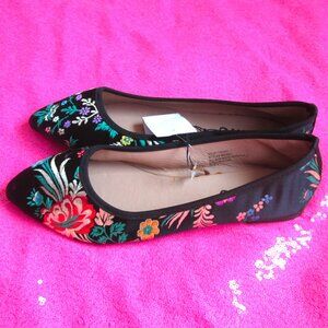 y2k vintage nwt NEW black satin pointy flats size 9 shoes